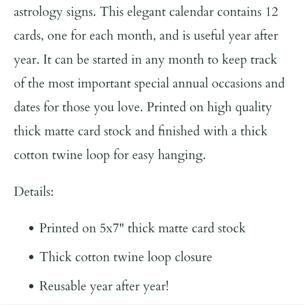 Zodiac Hanging Perpetual Calendar- Lot Of 3. NEW
